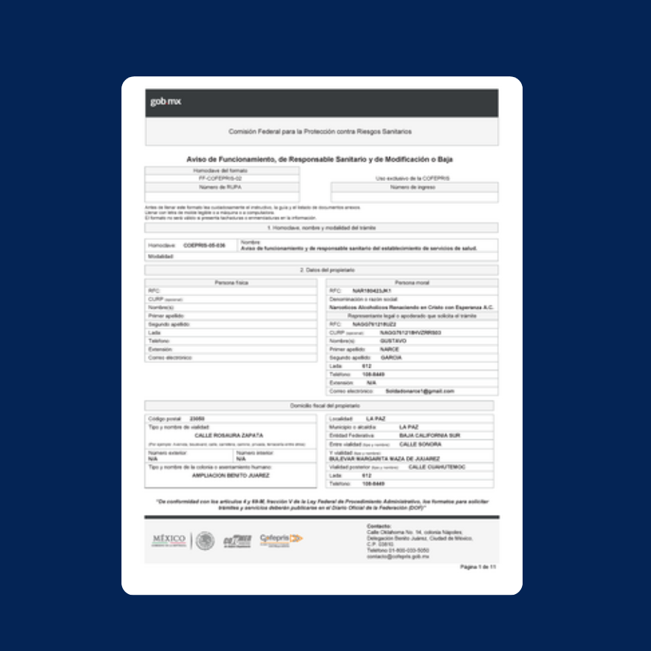 Aviso de Funcionamiento